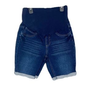 New Recruit Shorts Women Small Blue Denim Jean Wide Band Stretch Maternity